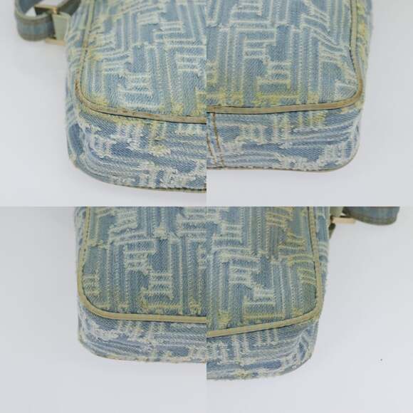 FENDI Zucca Canvas Shoulder Bag Denim Light Blue Gold - Picture 10 of 12